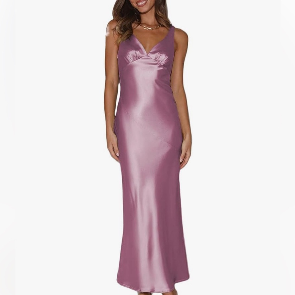 Elegant Satin Nightgown - Pink